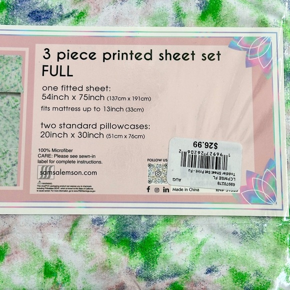 LULU & COCO Tie-Dye, 3 Piece Sheet Set - Picture 3 of 3